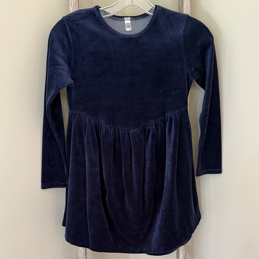 Nano Navy Blue Velvet Kids Dress